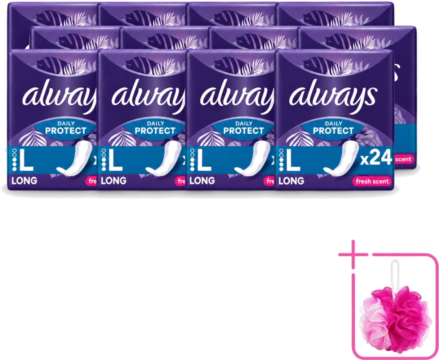12 x Always – Inlegkruisjes – Long Fresh Scent – 24 Inlegkruisjes - Bulkverpakking - Inlegkruisjes - Frisse geur
