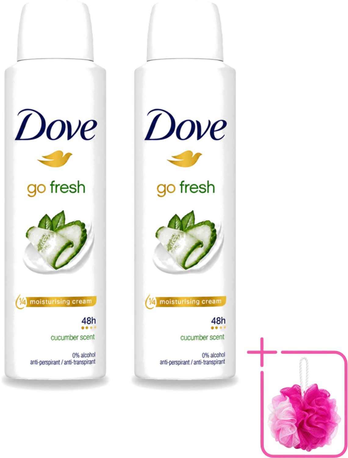 2 x Dove Go Fresh - Deospray - Komkommer - 150 ml - Bulkverpakking - Dove Go Fresh Deospray - Douchemop - Komkommer