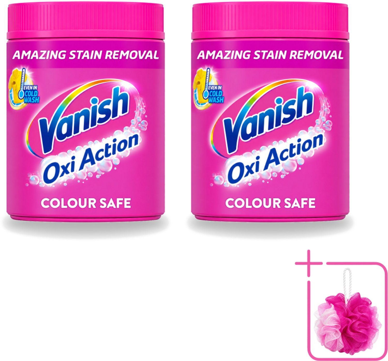 2 x Vanish Oxi Action Pink - Vlekkenverwijderaar - Wasbooster - Zonder Bleek - 1.12 Kg - Bulkverpakking - Vlekkenverwijderaar - Douchemop - Wasbooster