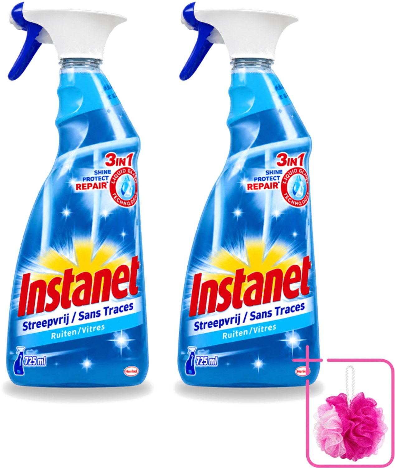 2 x Instanet - Ruitenreiniger - Streepvrij - 3in1 Spray - 725 ml - Bulkverpakking - Ruitenreiniger - Streepvrije ruiten