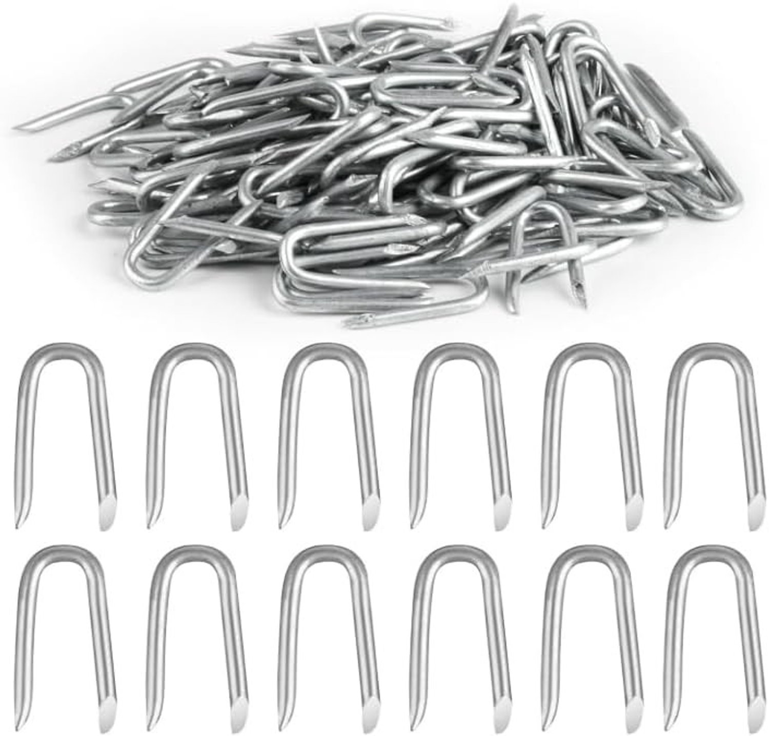 U-Spijkers - Zilver - 37,5 x 27,5 x 3,5 mm - Verzinkte U-Haakspijkers voor Hekwerk en Tuinbevestiging