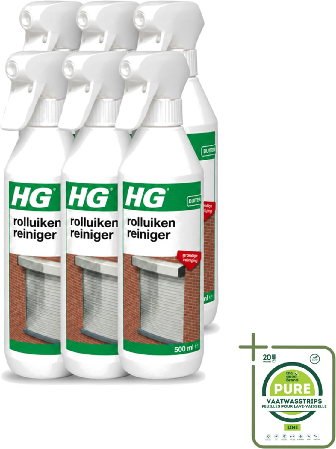6 x HG - Rolluikenreiniger - Grondige Reiniging - 500 ml - Grootverpakking - Rolluiken Reinigen - Rolluiken Reiniger - Rolluik Reinigen - Rolluik Reinigingsproduct - Rolluik Reinigen Zonder Krassen