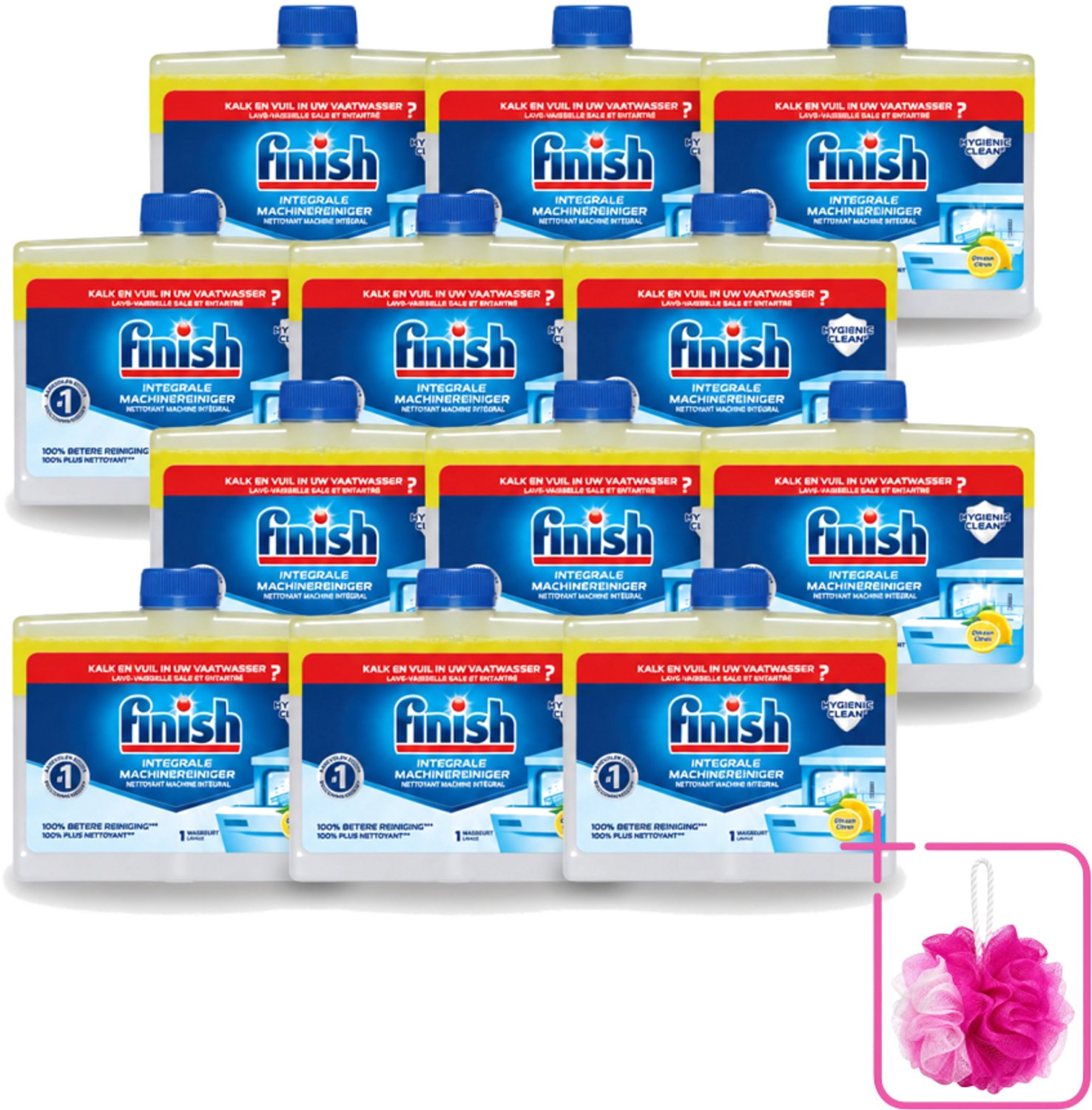 12 x Finish - Integrale Machinereiniger - Hygienic Clean - Anti-Kalk & Anti-Vuil - Citroen - 250ml - Bulkverpakking - Vaatwasmachinereiniger - Douchemop - Vaatwasmachine reinigen