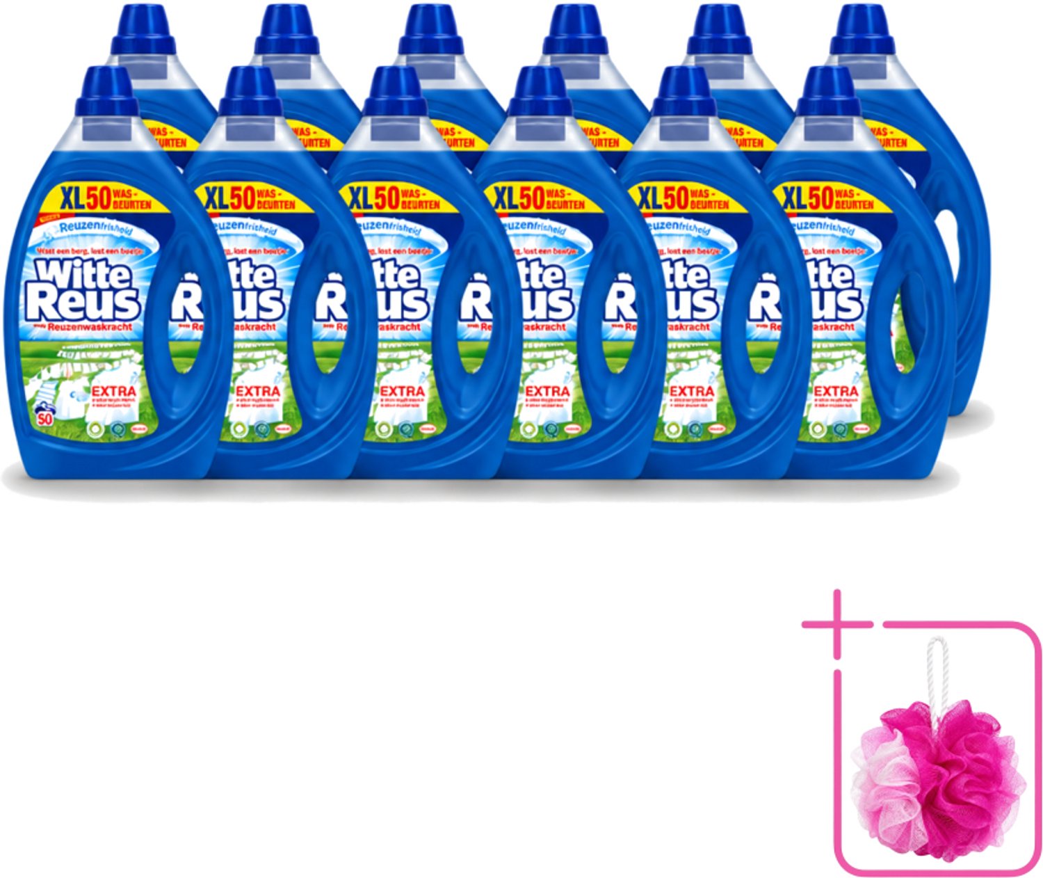 12 x Witte Reus - Vloeibaar Wasmiddel - 50 Wasbeurten - Bulkverpakking - Wasmiddel - Douchemop - Vloeibaar wasmiddel