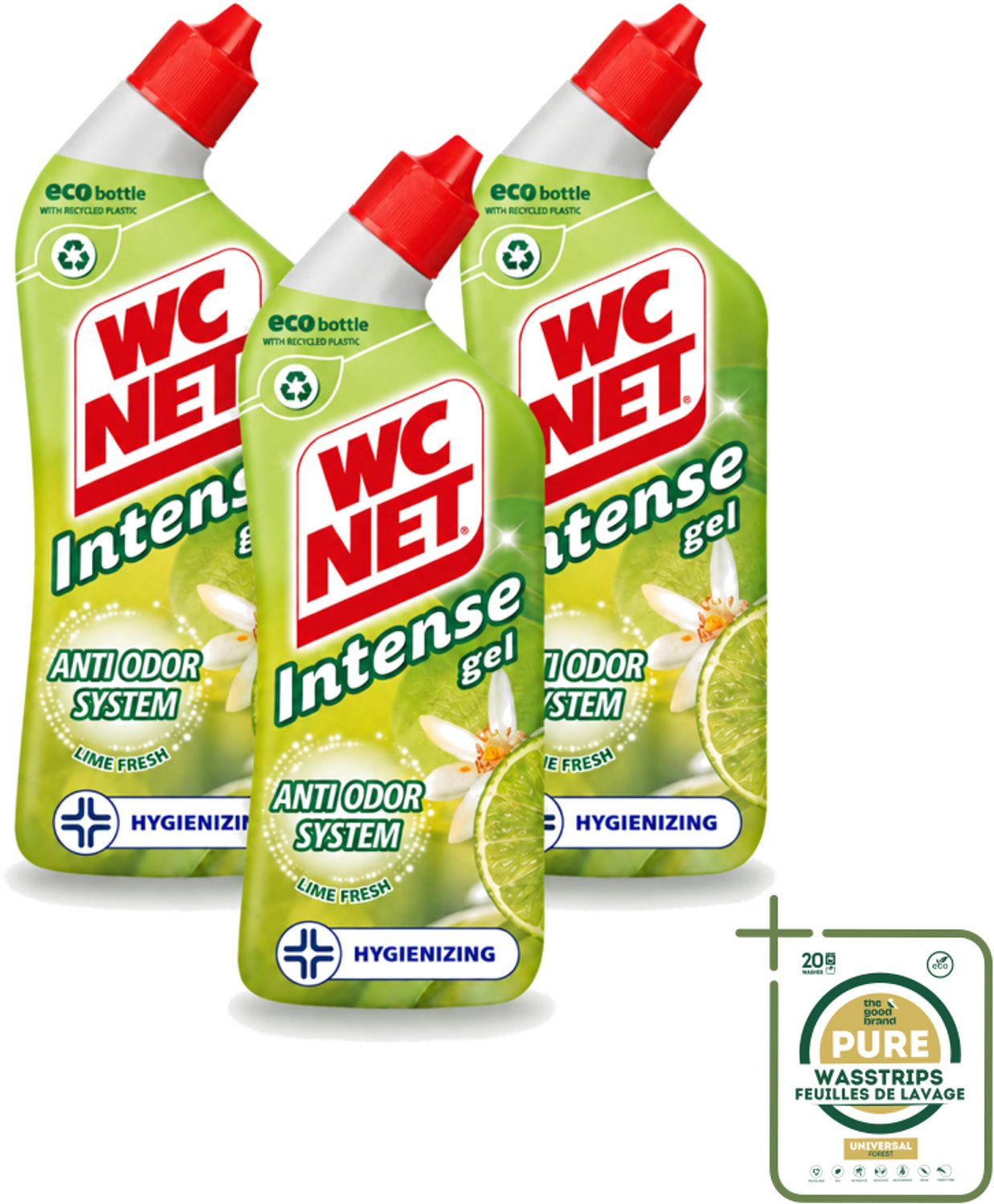 3 x WC Net - Toiletreiniger - Gel - Met Limoen- 750 ml - Wasstrips - WC Net - Toilet Reiniger - Toilet Reinigen - Toilet Geur - Toilet Reinigingsgel
