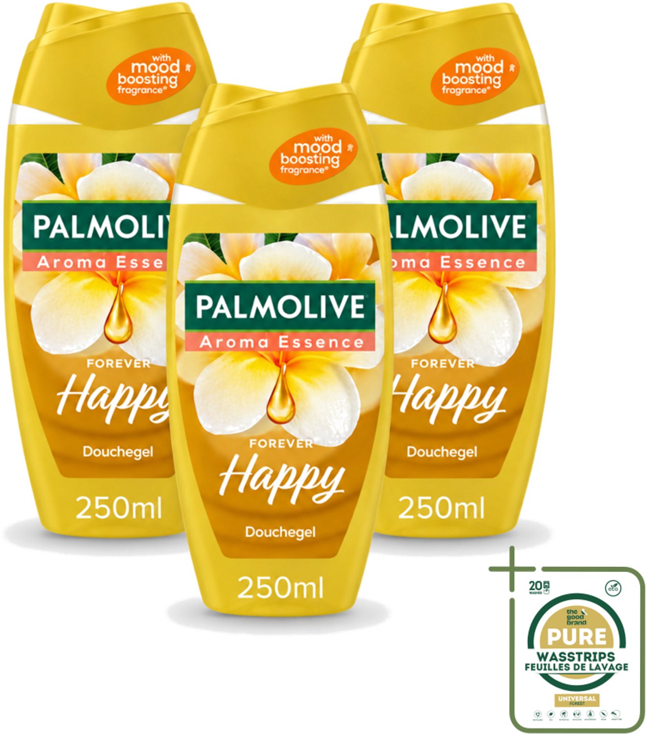 3 x Palmolive - Arroma Essence - Douchegel - Frangipani & Neroli - Forever Happy - 250 ml - Wasstrips - Douchegel - Frangipani - Neroli - Geur - Reiniging