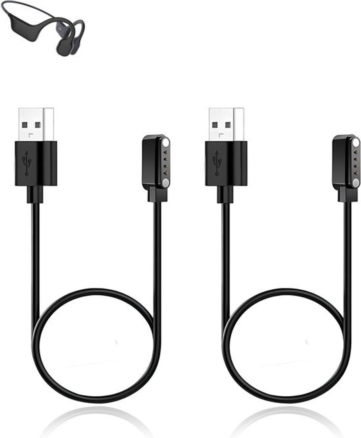 Oplaadkabel - Magnetische kabel - Hoofdtelefoon opladen - Stabiele stroomoverdracht - 3 pinnen - Zwart