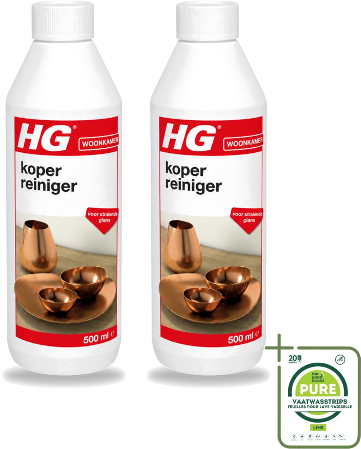2 x HG - Koper Reiniger - Voor Stralende Glans - 500 ml - Grootverpakking - Koper Reinigen - Koper Glans - Messing Reinigen - Bronzen Reinigen - Koper Oplossing
