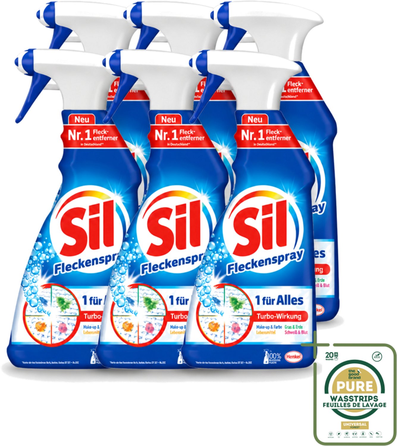 6 x Sil - Vlekverwijderaar - Spray - 500 ml - Wasstrips - Vlekverwijderaar - Wasmiddel - Stofverwijderaar - Vlekken Verwijderen - Wasmachine