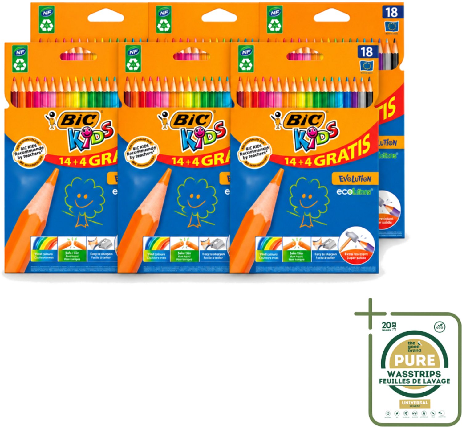 6 x Bic Kids - Kleurpotloden - Diverse Kleuren - Eco - Evolution - 18 Potloden - Kleurpotloden Voor Kinderen - Kleurpotloden Eco - Kleurpotloden Evolution - Kleurpotloden 18 Kleuren - Kleurpotloden Voor 3 Jaar