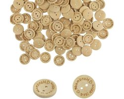 AKOAK 100 Stuk Per Pack 20mm 2 Gaten Met Liefde Harten Hout Knoppen Naaien Scrapbooking Ronde Handgemaakte Knoppen Diy Decor Craft