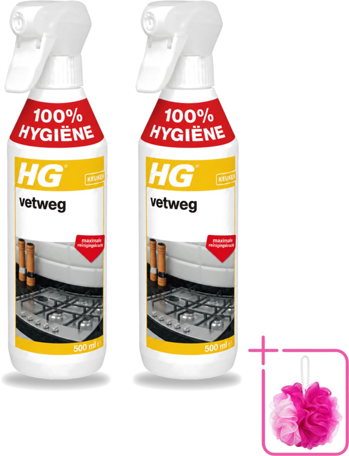 2 x HG - Vetweg - Maximale Reinigingskracht - 500 ml - Bulkverpakking - Keukenreiniger - Vetvrij maken