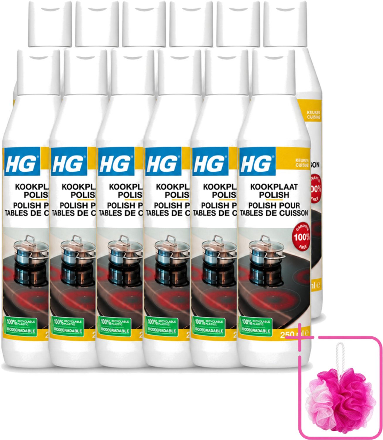 12 x HG - Kookplaatreiniger Polish - Verwijdert Veilig & Effectief Vuil - Beschermende Glans - 250 ml - Bulkverpakking - Kookplaat reinigen - Vet verwijderen