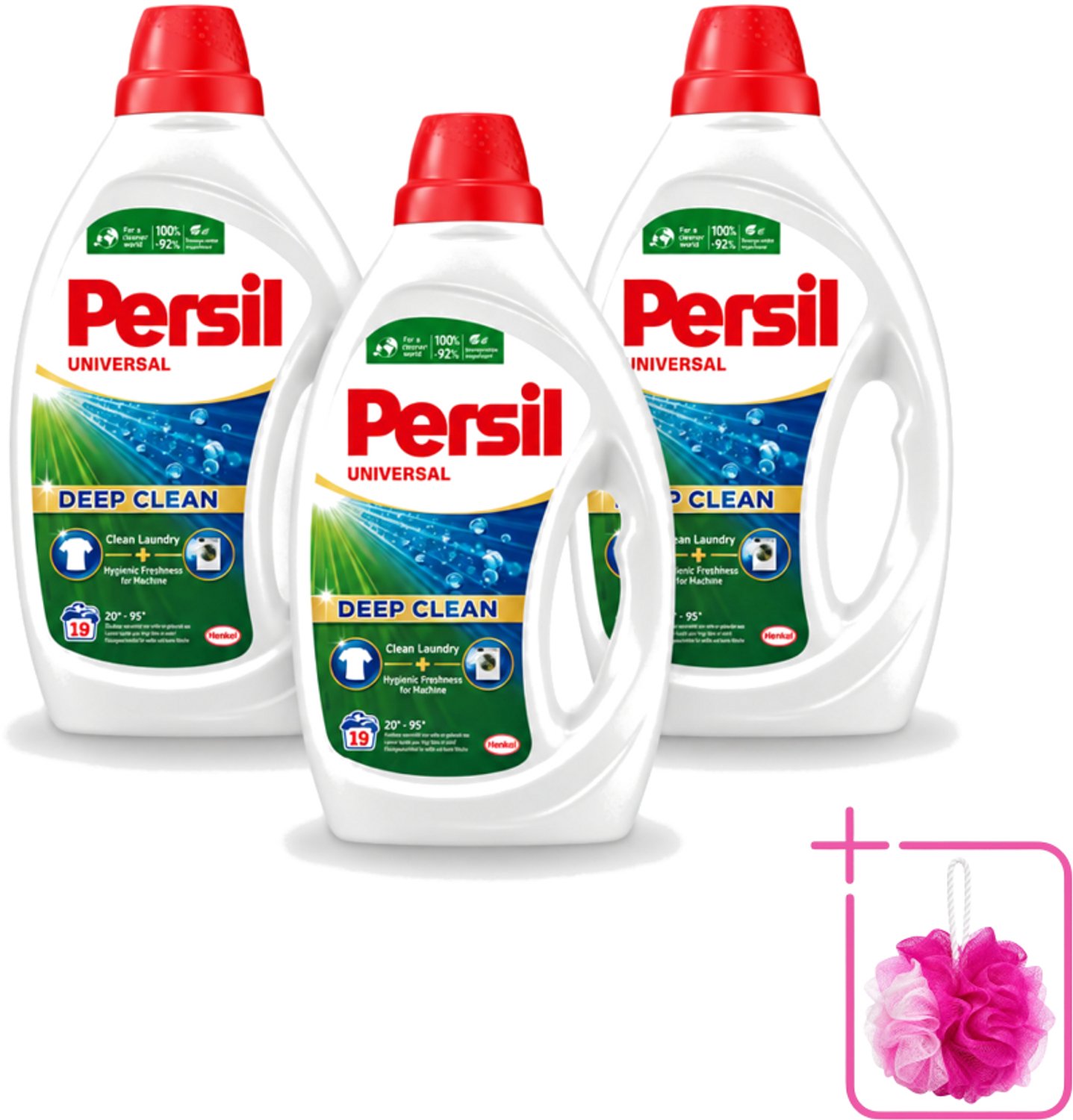 3 x Persil Universal - Deep clean - Vloeibaar Wasmiddel - Witte en Gekleurde Was - 19 Wasbeurten - Bulkverpakking - Wasmiddel - Douchemop - Diepgewas
