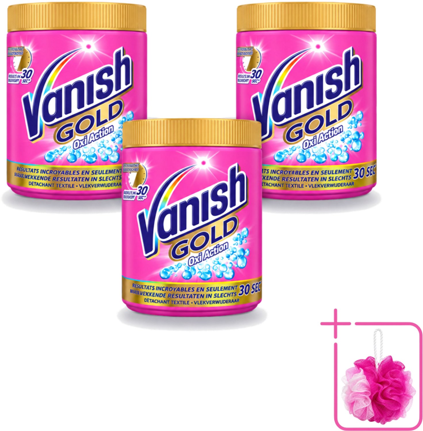 3 x Vanish Gold Oxi Action - Vlekkenverwijderaar Poeder - Gekleurde Was - 1050 Gram - Bulkverpakking - Vlekkenverwijderaar - Douchemop - Vlekken op kleding