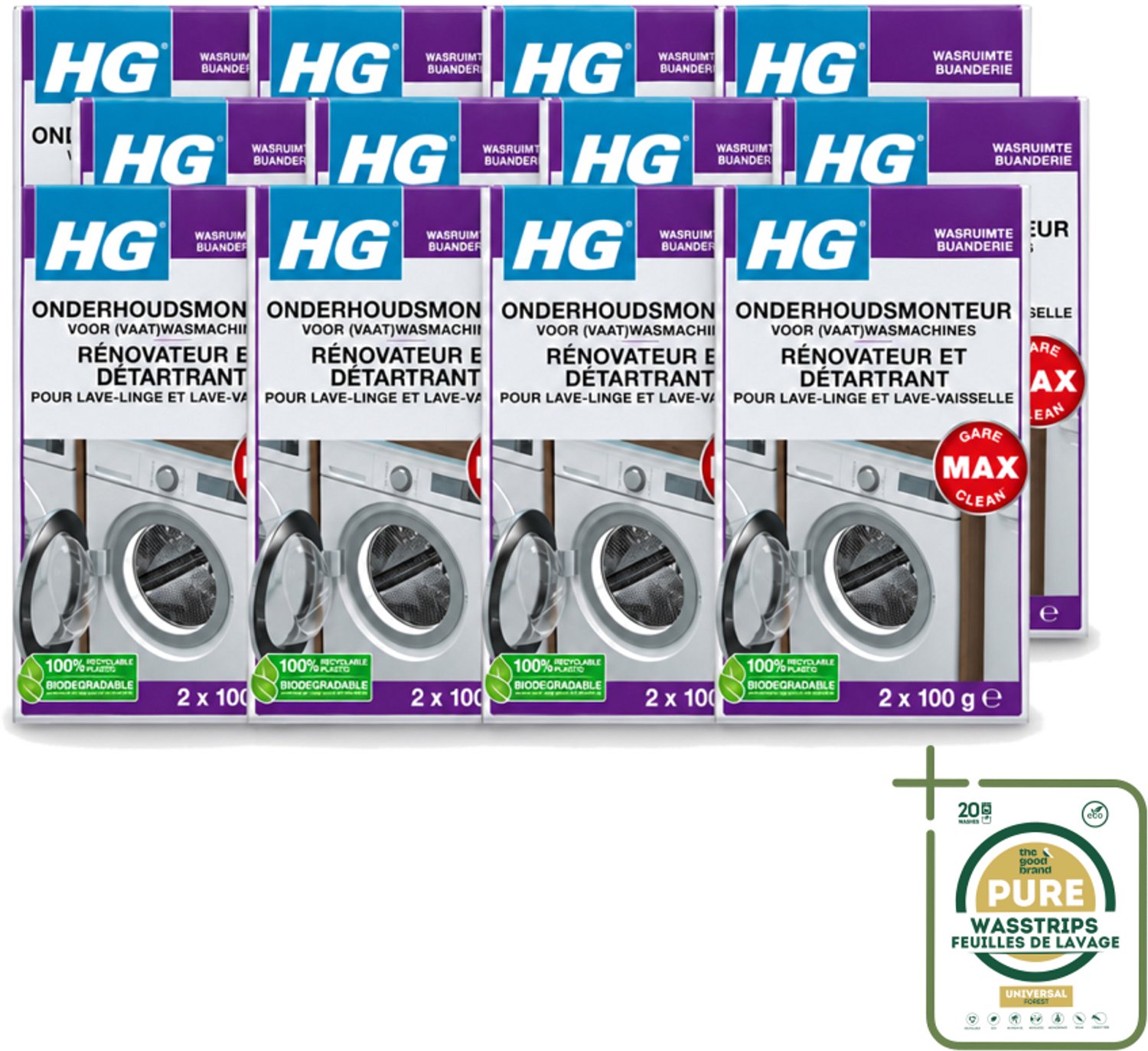 12 x HG - Onderhoudsmonteur Voor (Vaat)Wasmachines - 2 tot 4 Behandelingen - Wasmachine Onderhoud - Vaatwasser Onderhoud - Wasmachine Reinigen - Vaatwasser Reinigen - Kalk Verwijderen