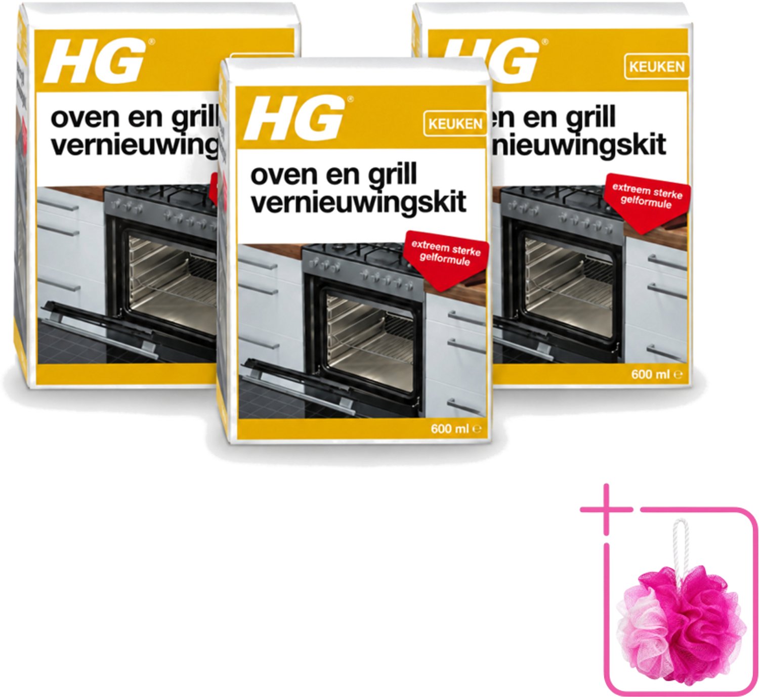 3 x HG - Oven & Grill Vernieuwingskit - Sterke Gelformule - 600 ml - Bulkverpakking - Oven reinigen - Grill reinigen