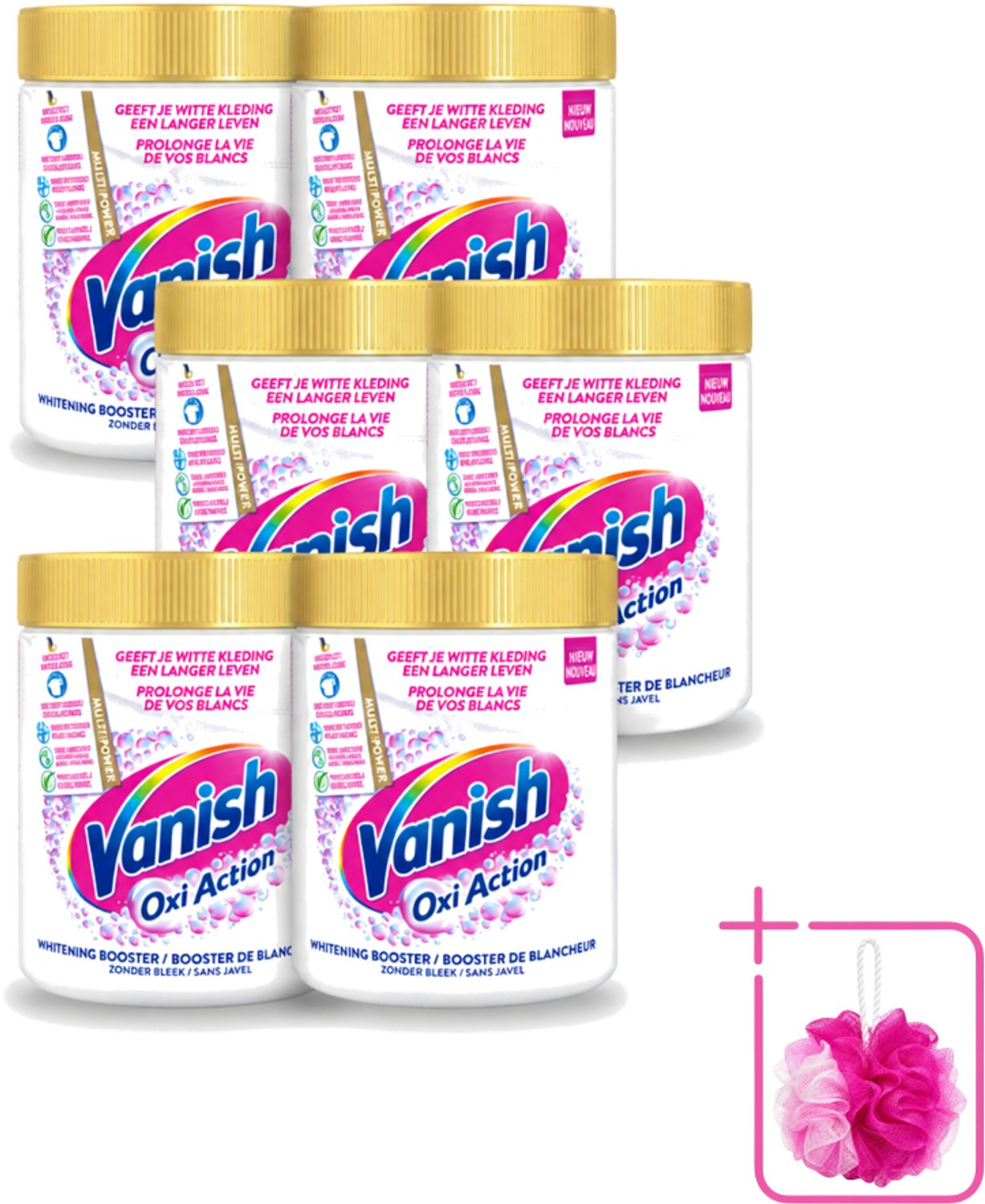 6 x Vanish Oxi Action - Vlekkenverwijderaar Poeder - Zonder Bleek - Witte Was - 550 Gram - Bulkverpakking - Vlekkenverwijderaar - Douchemop - Witte was