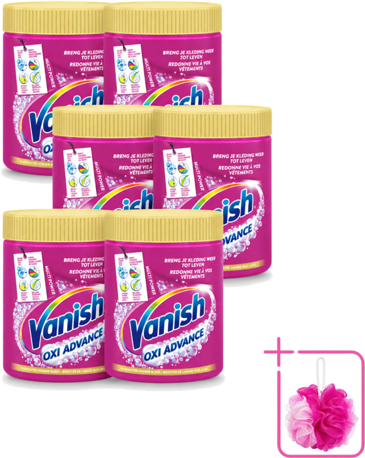 6 x Vanish Oxi Advance - Vlekkenverwijderaar Poeder - Zonder Bleek - Gekleurde Was - 840 Gram - Bulkverpakking - Vlekkenverwijderaar - Douchemop - Wasbooster