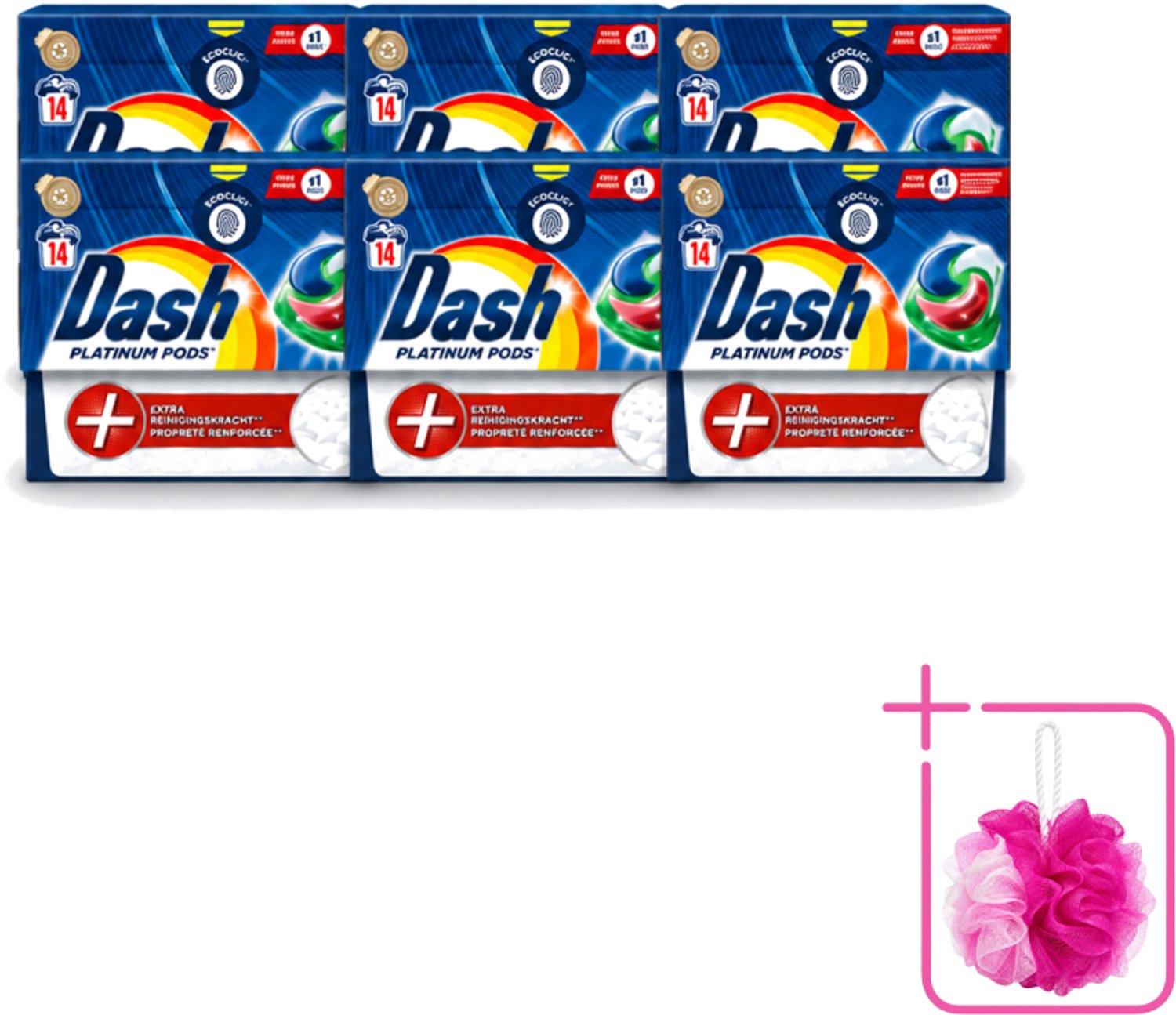 6 x Dash Platinum - Wasmiddel Capsules - Witte en Gekleurde Was - 14 Wasbeurten - Bulkverpakking - Wasmiddel - Douchemop - Wascapsules