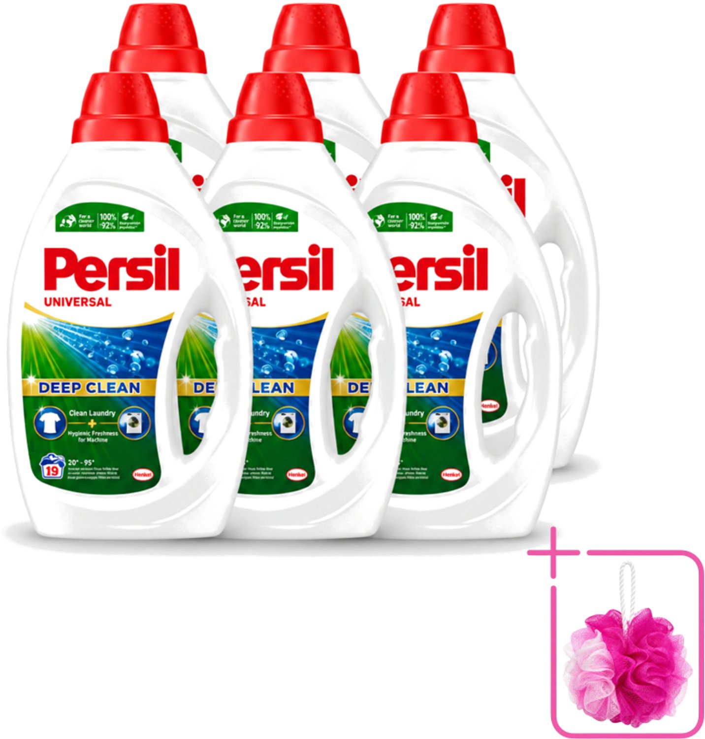 6 x Persil Universal - Deep clean - Vloeibaar Wasmiddel - Witte en Gekleurde Was - 19 Wasbeurten - Bulkverpakking - Wasmiddel - Douchemop - Diepgewas