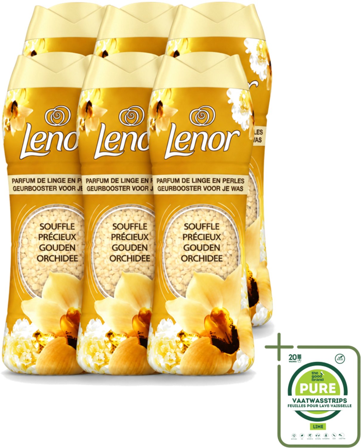 6 x Lenor - Geurbooster - Gouden Orchidee - 22 Wasbeurten - Grootverpakking - Vaatwasstrips - Geurbooster Was - Geur In Was - Geur In Kleding - Wasgeur - Geur In Wasmachine