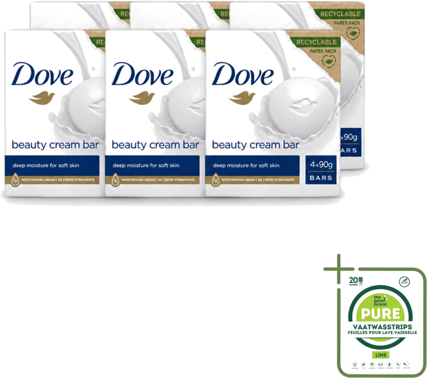 6 x Dove Original - Zeep - Beauty Cream Bar - 360 g - Grootverpakking - Vaatwasstrips - Zachte Reiniging - Gezichtszeep - Huidverzorging - Zeepbar - Dagelijks Gebruik