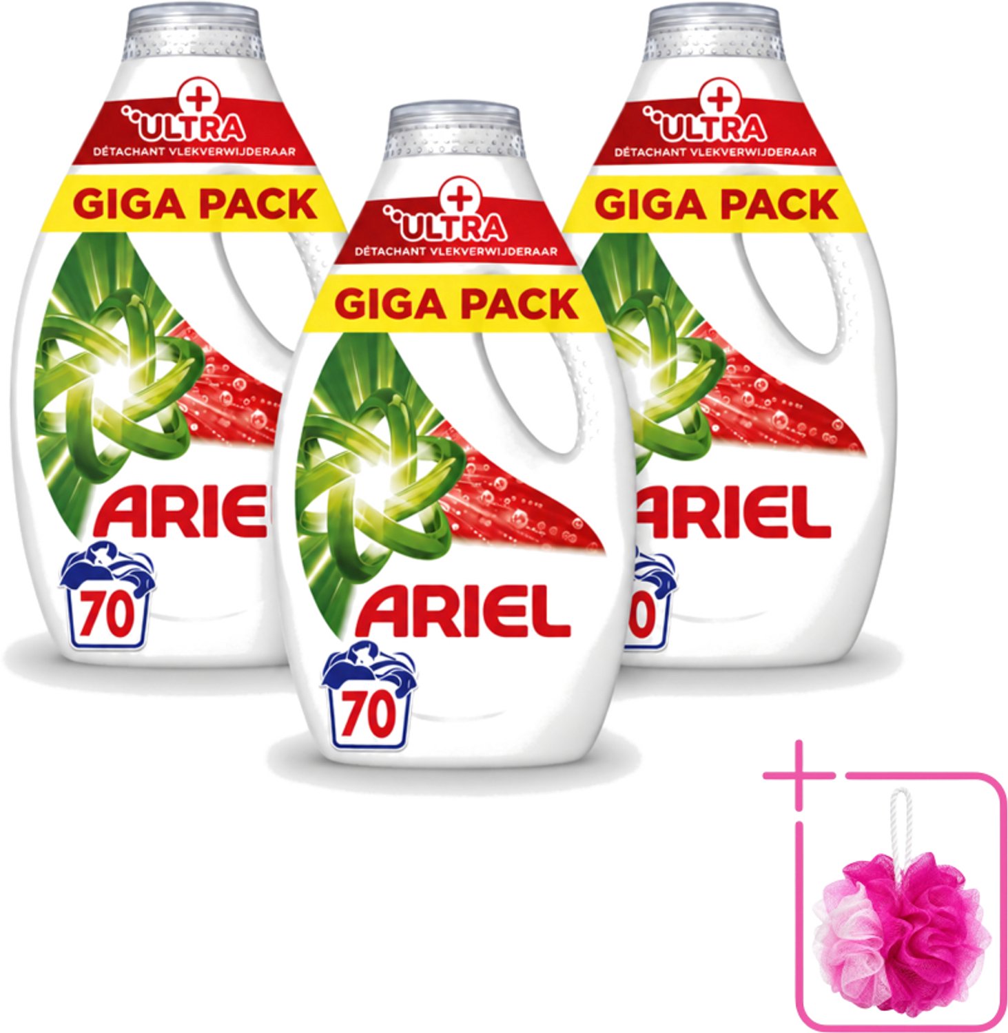 3 x Ariel – Vloeibaar Wasmiddel – Ultra Vlekverwijderaar – 3150 ml – 70 wasbeurten - Bulkverpakking - Vlekverwijderaar - Douchemop - Wasmiddel