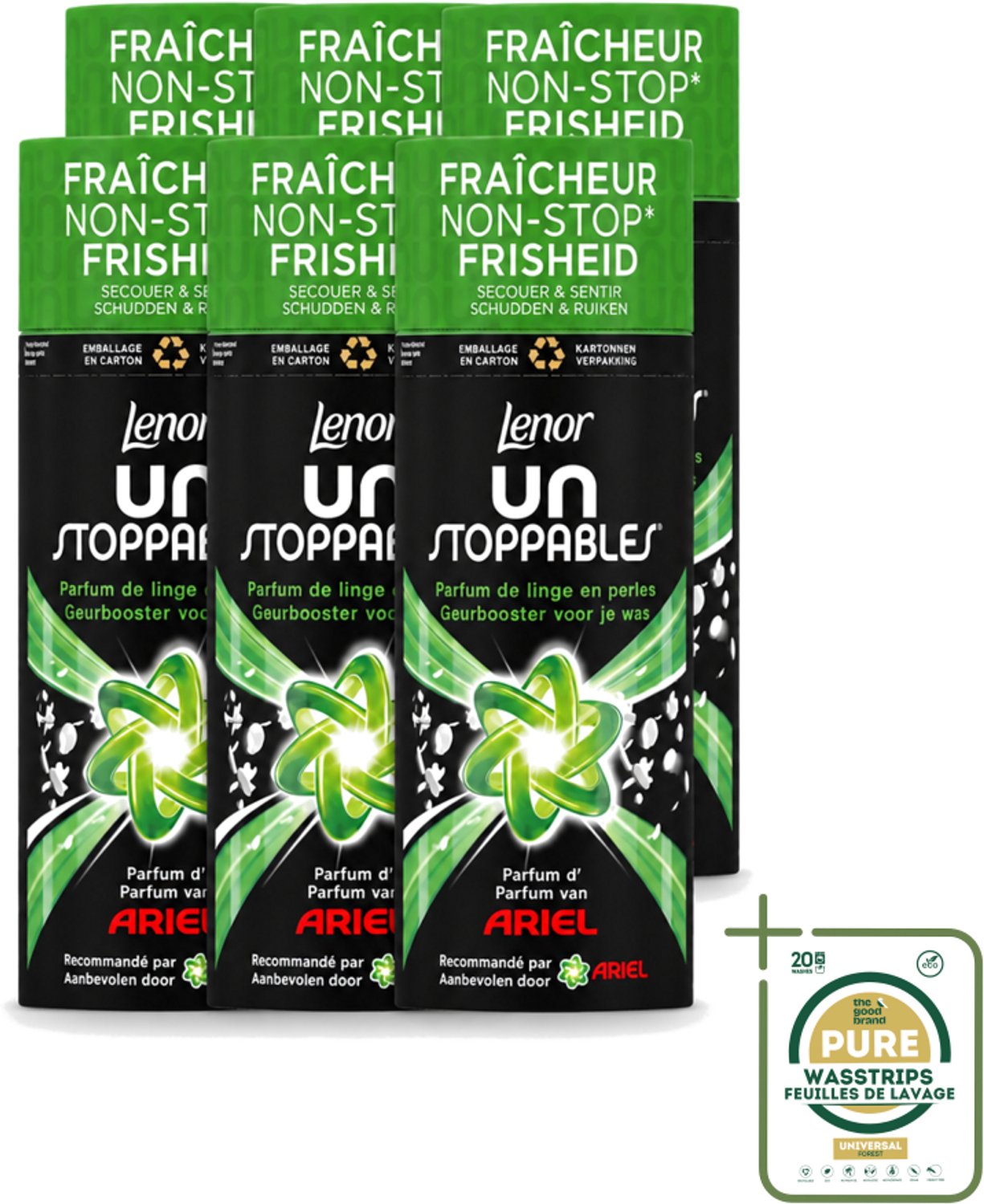 6 x Lenor Unstoppables – Geurbooster – Ariel – 13 Wasbeurten – 165 g - Wasstrips - Geurbooster Was - Frisse Geur Was - Wasgeur - Wasgeur Boost - Geurparfum Was