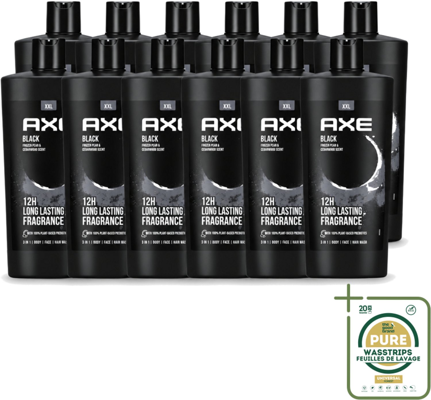 12 x AXE – Douchegel – Black – 700 ml - Wasstrips - Douchegel - Douchegel Mannen - Douchegel Black - Douchegel Fris - Douchegel Stijl