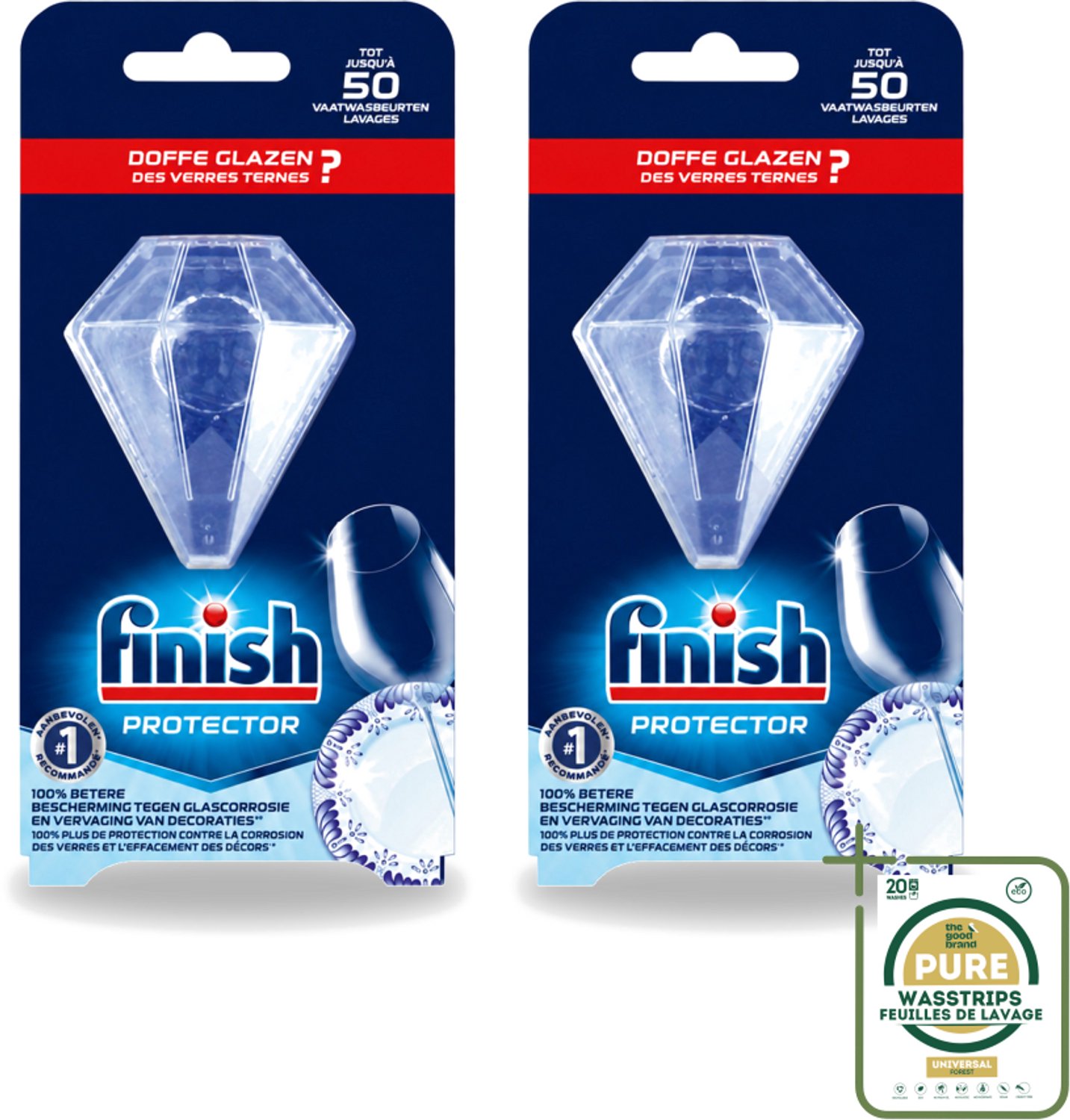 2 x Finish Protector - Extra Glans - Anti-Corrosie & Anti-Vervaging - Tot 50 Afwasbeurten - Wasstrips - Glasbescherming - Serviesbescherming - Corrosiebestendig - Glansbehoud - Vaatbescherming