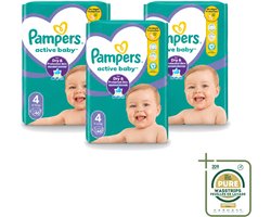 3 x Pampers – Luiers – Active Baby Maat 4 – 46 Luiers - Wasstrips - Baby Luier - Baby Droog - Baby Luier Actief - Baby Luier 46 Stuks - Baby Luier 9-14 Kg