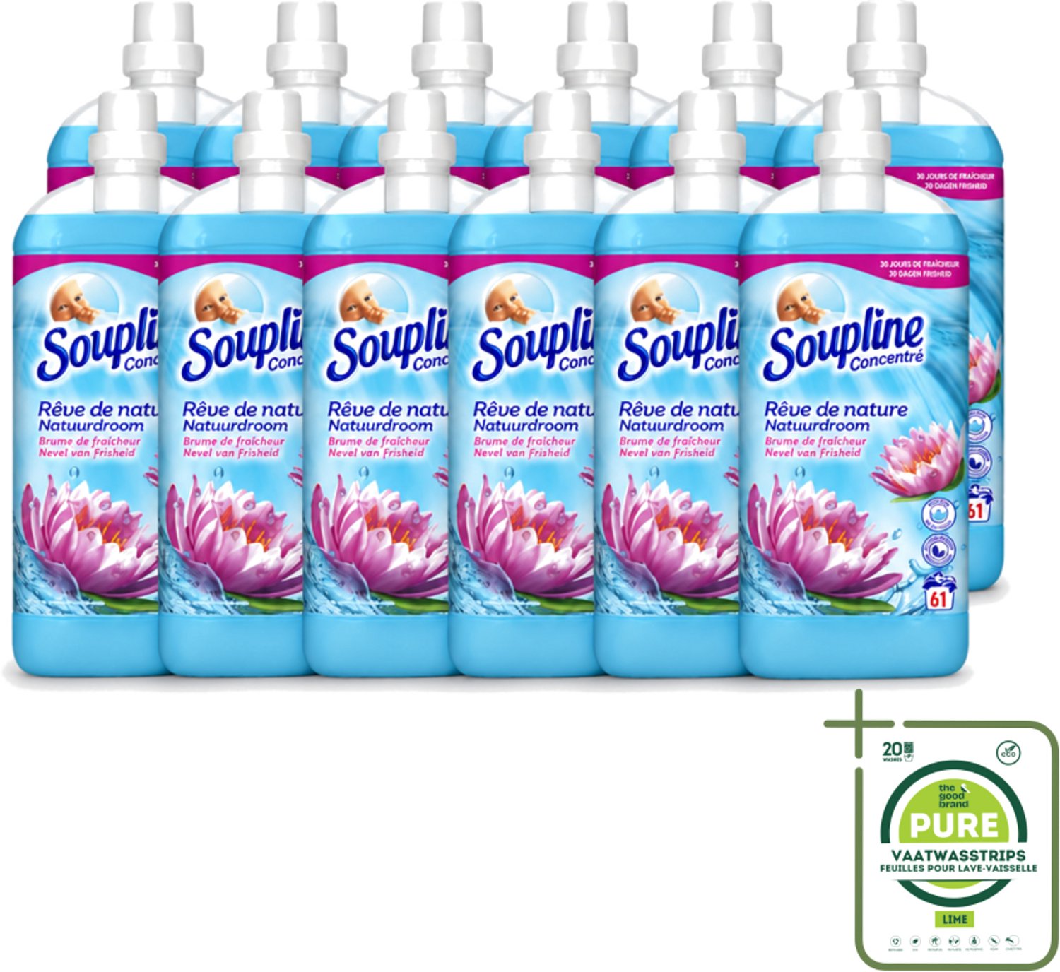 12 x Soupline – Wasverzachter – Nevel van Frisheid – 1,35 L - Grootverpakking - Vaatwasstrips - Wasverzachter - Nevel Van Frisheid - Wasverzachter Nevel Van Frisheid - Wasverzachter Voor Kleding - Wasverzachter Voor Beddengoed