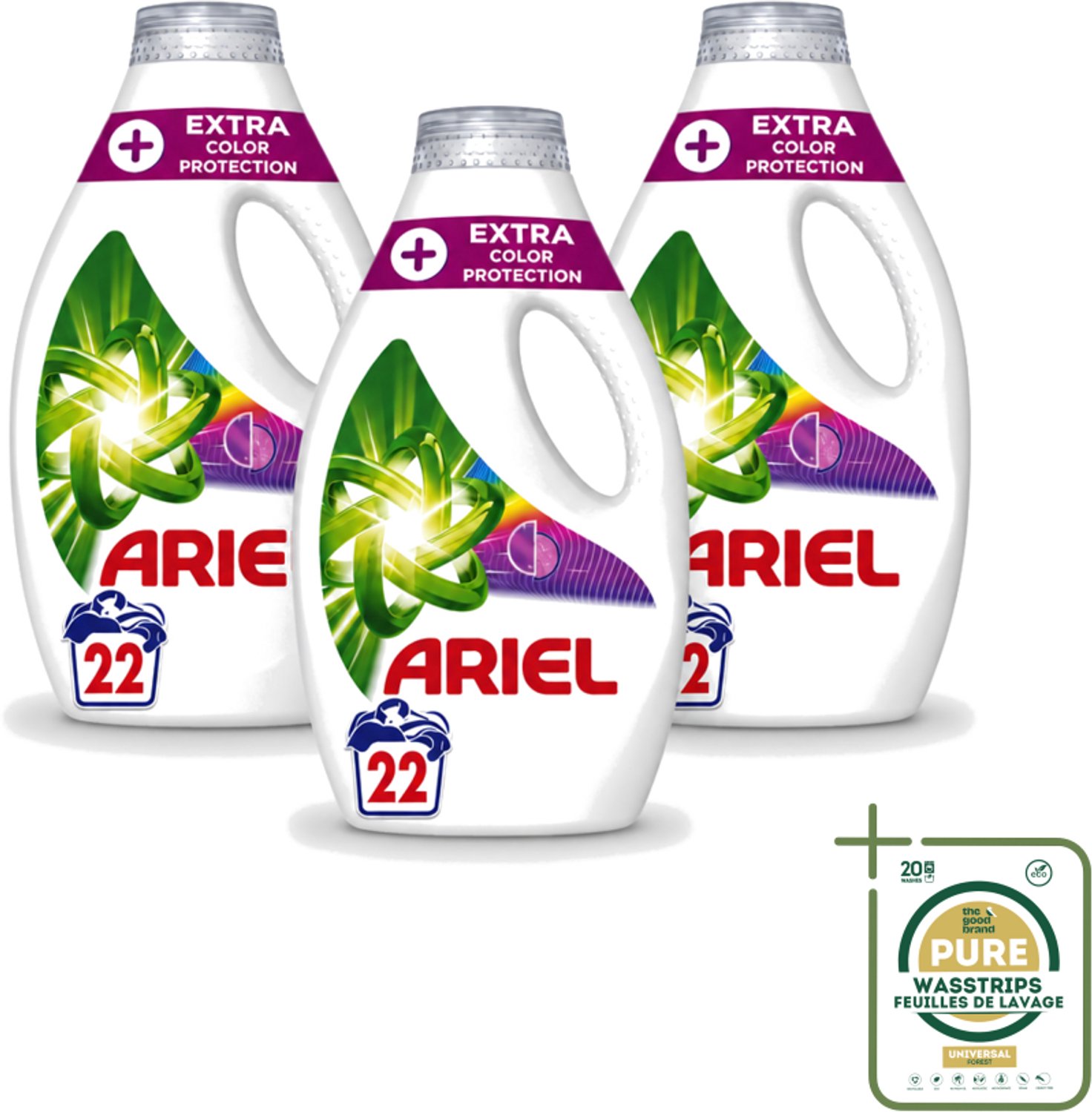 3 x Ariel – Vloeibaar Wasmiddel – Extra Color Protection – 990 ml – 22 wasbeurten - Wasstrips - Kleurbehoud Wasmiddel - Vloeibaar Wasmiddel Kleur - Wasmiddel Voor Gekleurd Was - Kleurvervaging Voorkomen - Wasmiddel Voor Donkere Kleding