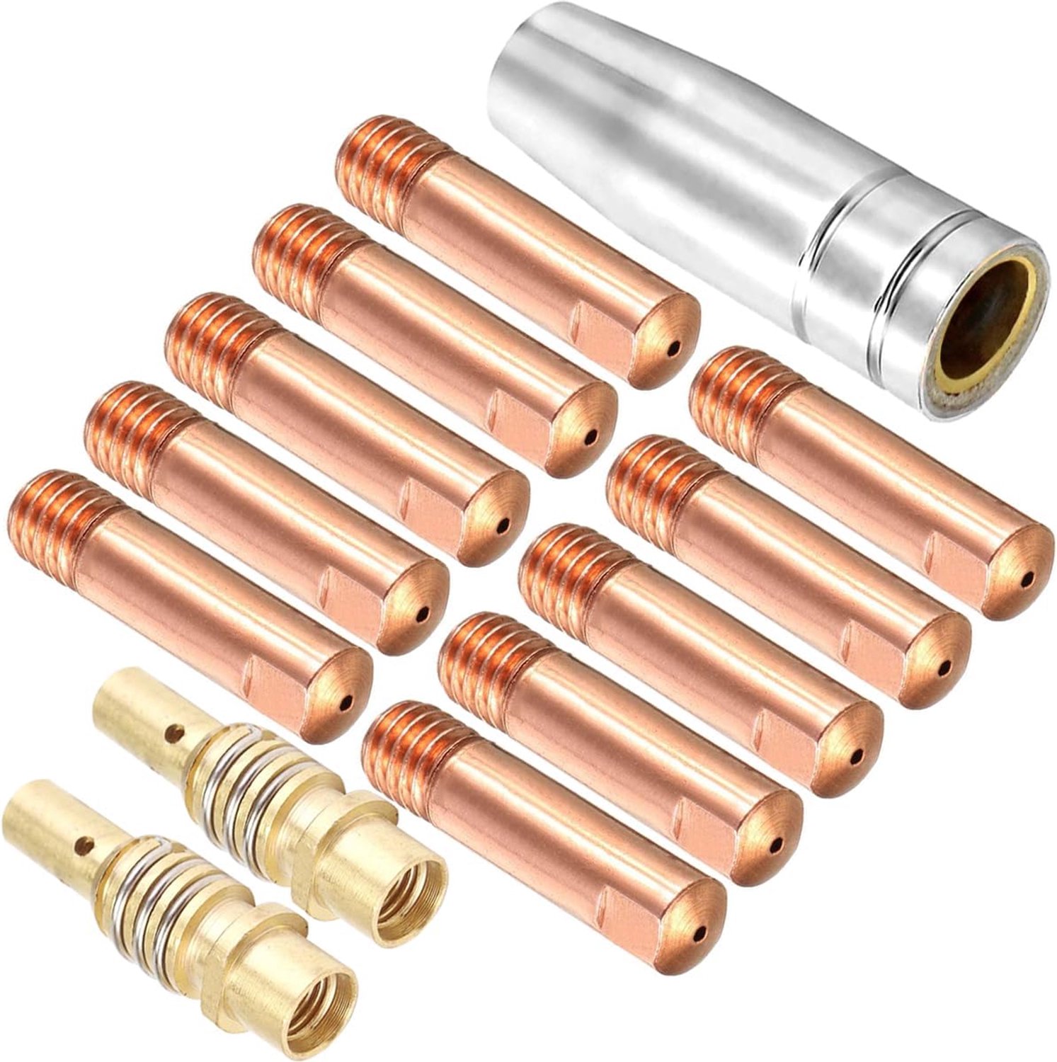 MIG lasdoppen 1mm M6 - contactpunten en houder - 13 stuks voor MB15 15AK laspistool - Vemera