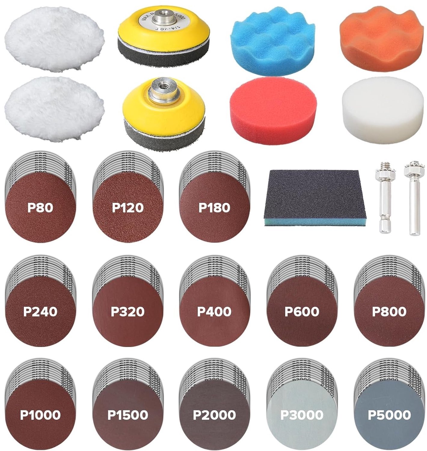 Polijstset - 75 mm - 143 Stuks - Inclusief Diverse Schuur- en Polijstpads - Voor Metaal, Hout, Glas en Auto