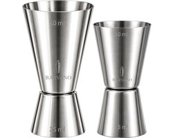 BARVANO® Luxe Barmaatje Set van 2 - 15/30 ml & 25/50 ml - Jigger - Cocktail Maatbeker - Drankmaatje - Maatschenker - Cocktailmaatje - Drank Maatbeker - Bar Butler