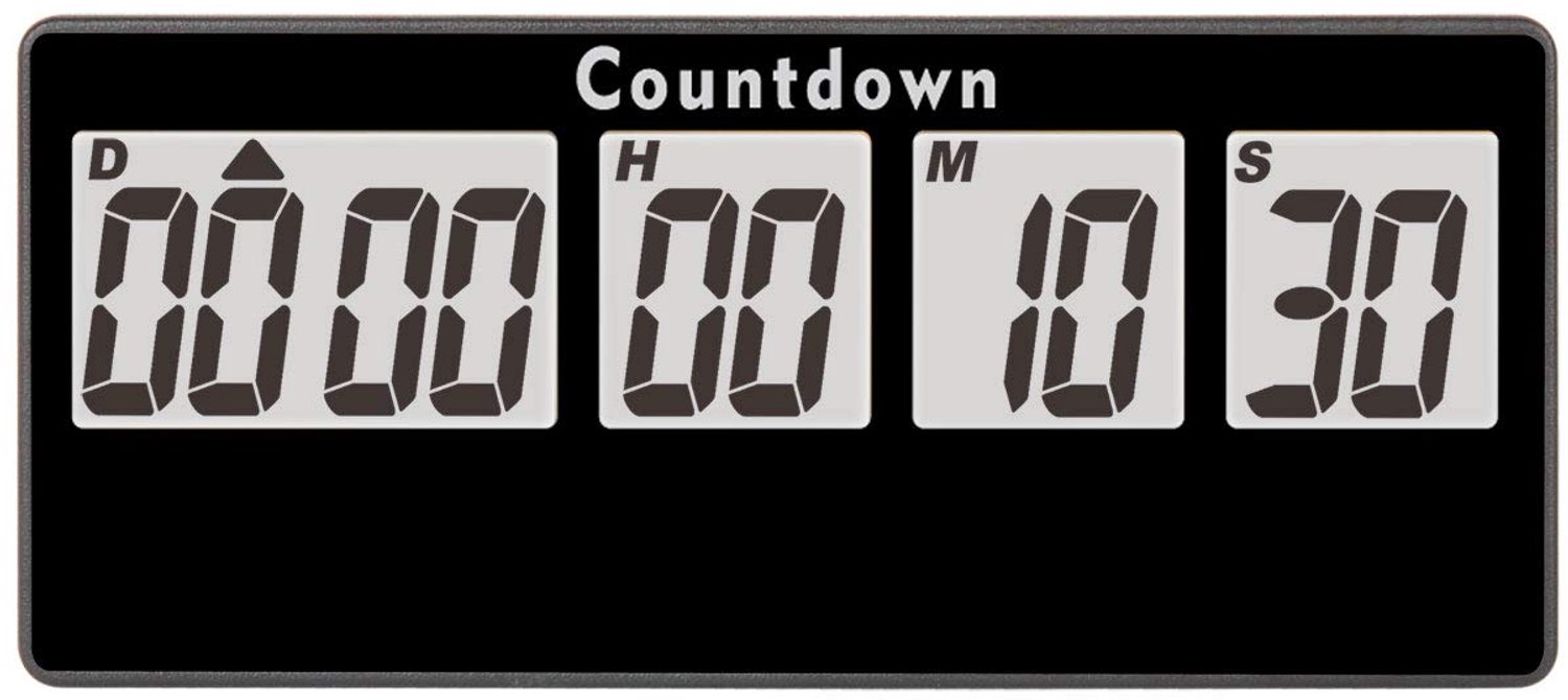 SnelShoppen - Digitale Countdown Klok, 9,999 Dagen, Geluid Alarm, Magnetische Uitschakeling, Stopwatch, Timer voor Evenementen, Bruiloft, Vakantie, Ke