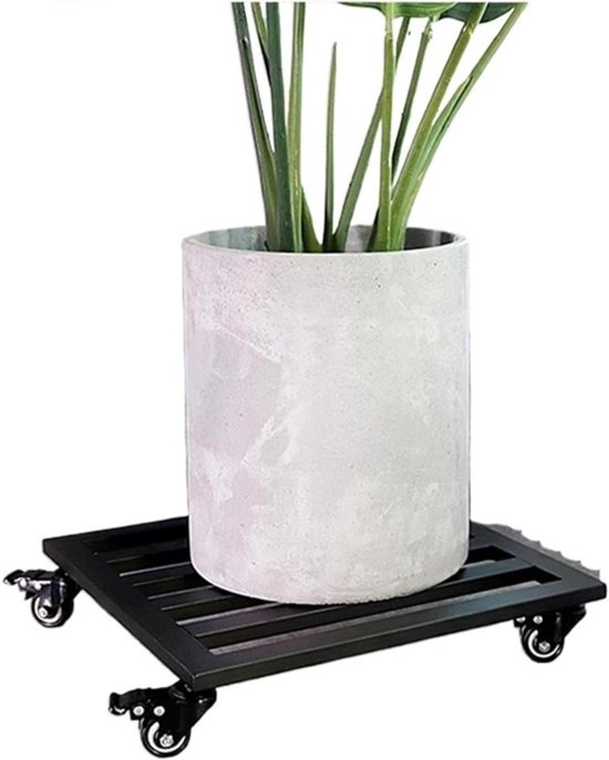 Plantenstandaard met wielen - Plantenkar Plantentrolley - Planten verplaatsen - Afsluitbare zwenkwielen - 40 cm diameter - Zwart