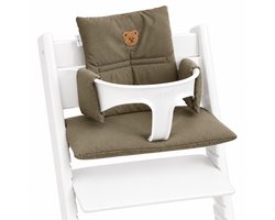 Stokke Kussen / stoelverkleiner - bruin/olfijfgroen beer - geschikt voor de Tripp Trapp - afneembaar