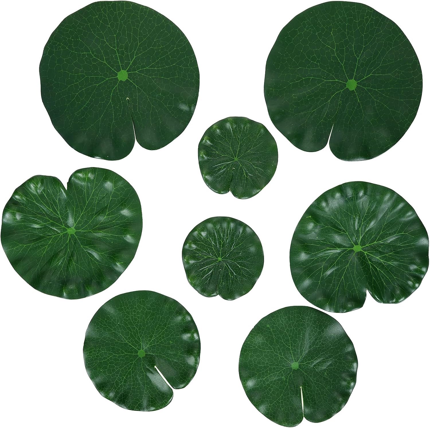 SnelShoppen - 8 Stuks Kunststof Lotusblaadjes - Realistische Drijvende Foam Waterlelie Bladeren - Groene Decoratie voor Tuin, Vijver, Aquaria en Zwemb