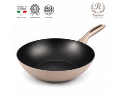 Relance Alvea – Wokpan 28 cm – PFAS-vrij – EXP-VEG Keramische Antiaanbaklaag – Diamond Coating – Inductie – 100% Gerecycled Aluminium – Spatelhouder in Greep