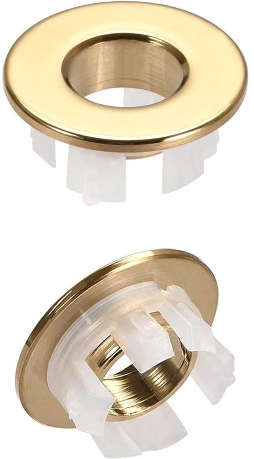 Gootsteen Overloop Deksel - Wastafel Afdekking - Badkamer Keuken - Corrosiebestendig - 30x135 mm - Goudkleurig