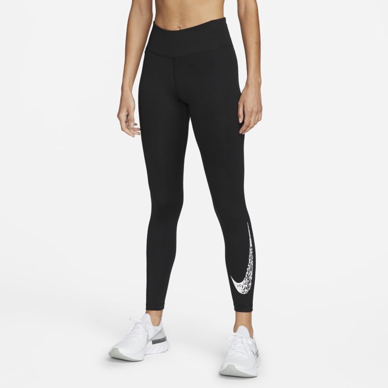 Nike Dri-Fit Swoosh Sportlegging Vrouwen Zwart