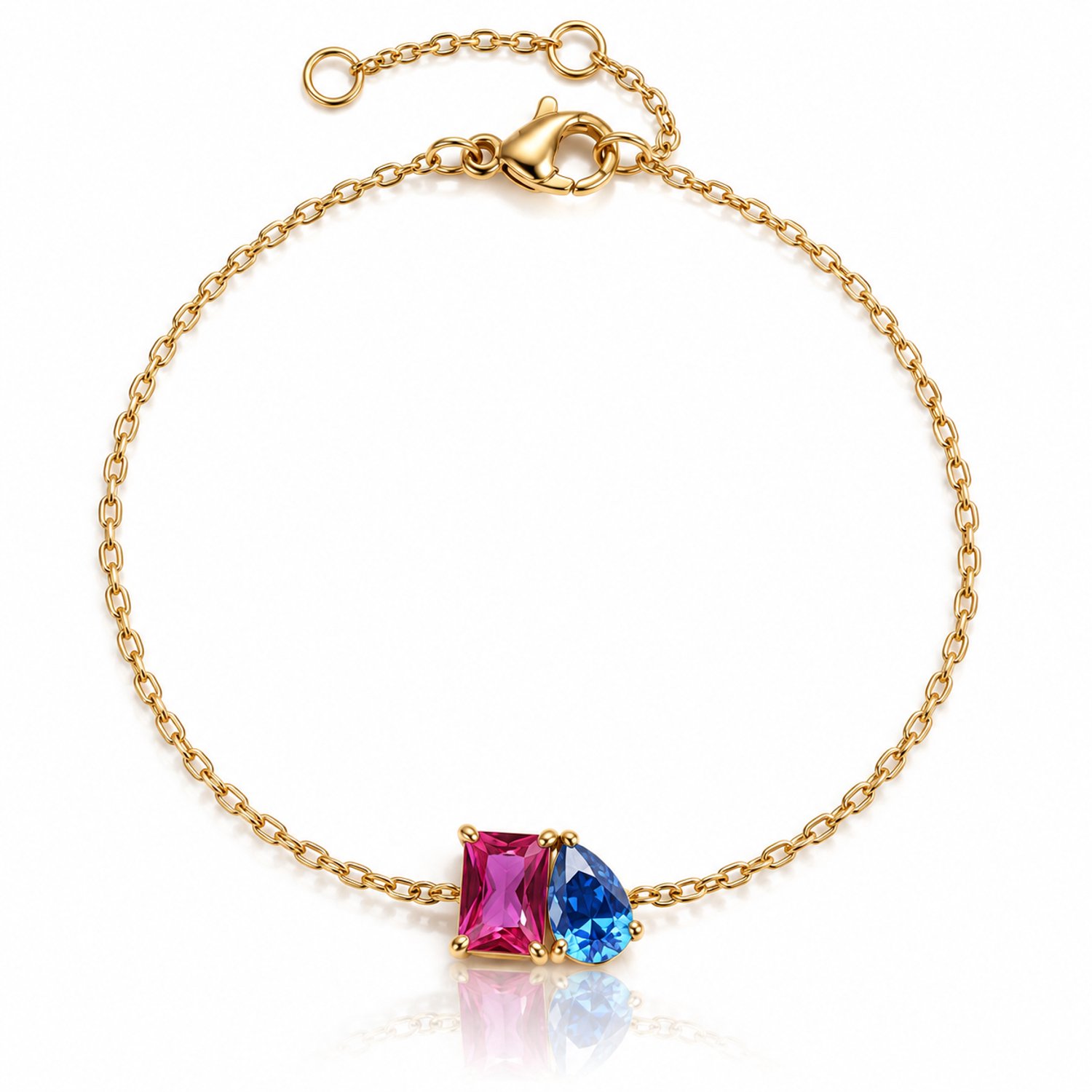 Maevi® Geboortesteen Armband - Maand: Juli - Kleur: Goud - Hoge Kwaliteit - Birthstone Bracelet - Cadeau / Kraamcadeau - Moeder / Mama Kado - Incl. Luxe Verpakking - RVS / Roestvrijstaal / Stainless Steel - Verkleurt Niet - Geboorte & Verjaardag