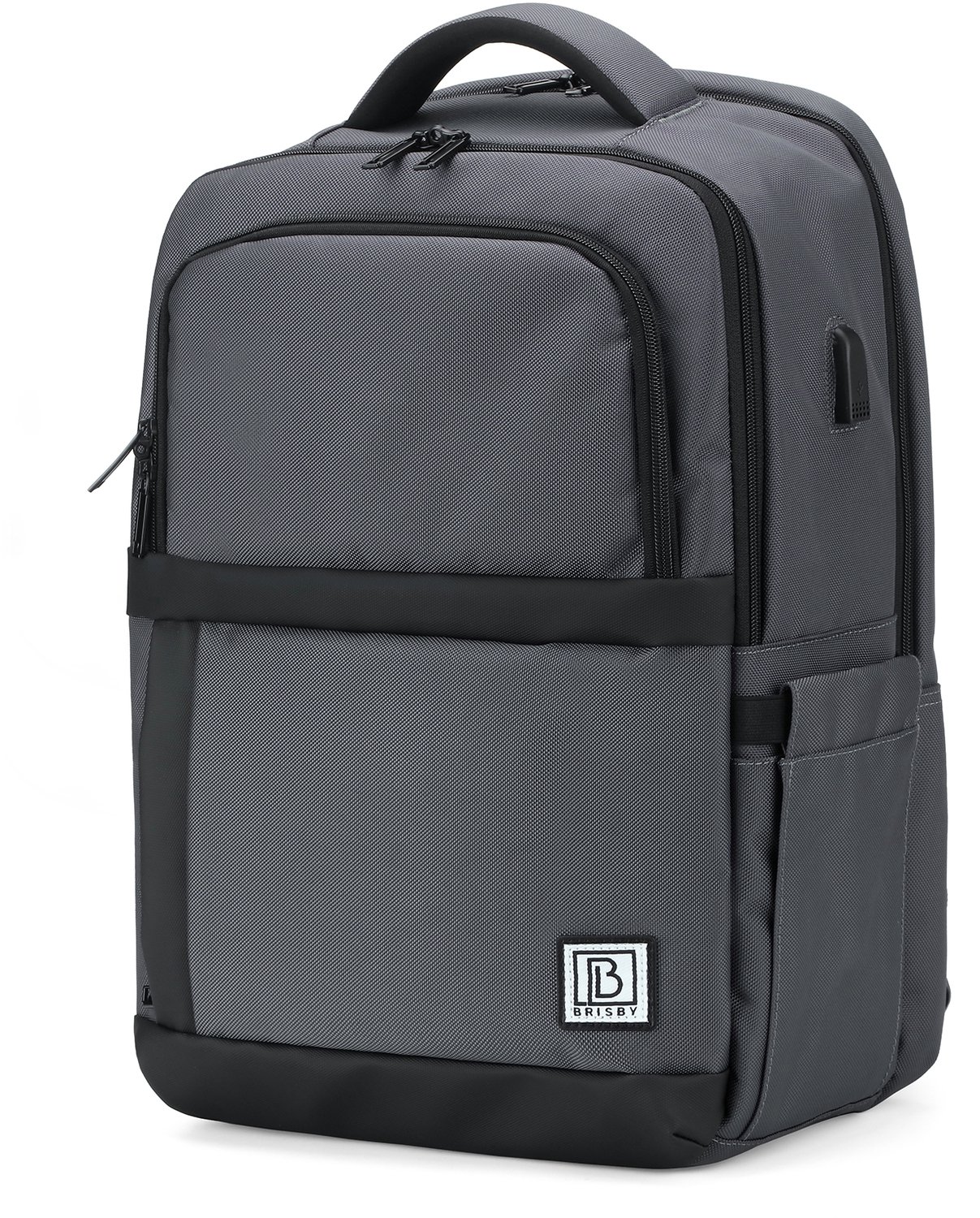 Brisby Rugzak Pro 2 – Laptoprugzak tot 15,7 inch voor Werk, School en Reizen – Waterafstotend – Met Tabletvak, Antidiefstalvak en Trolleysleeve – Grijs