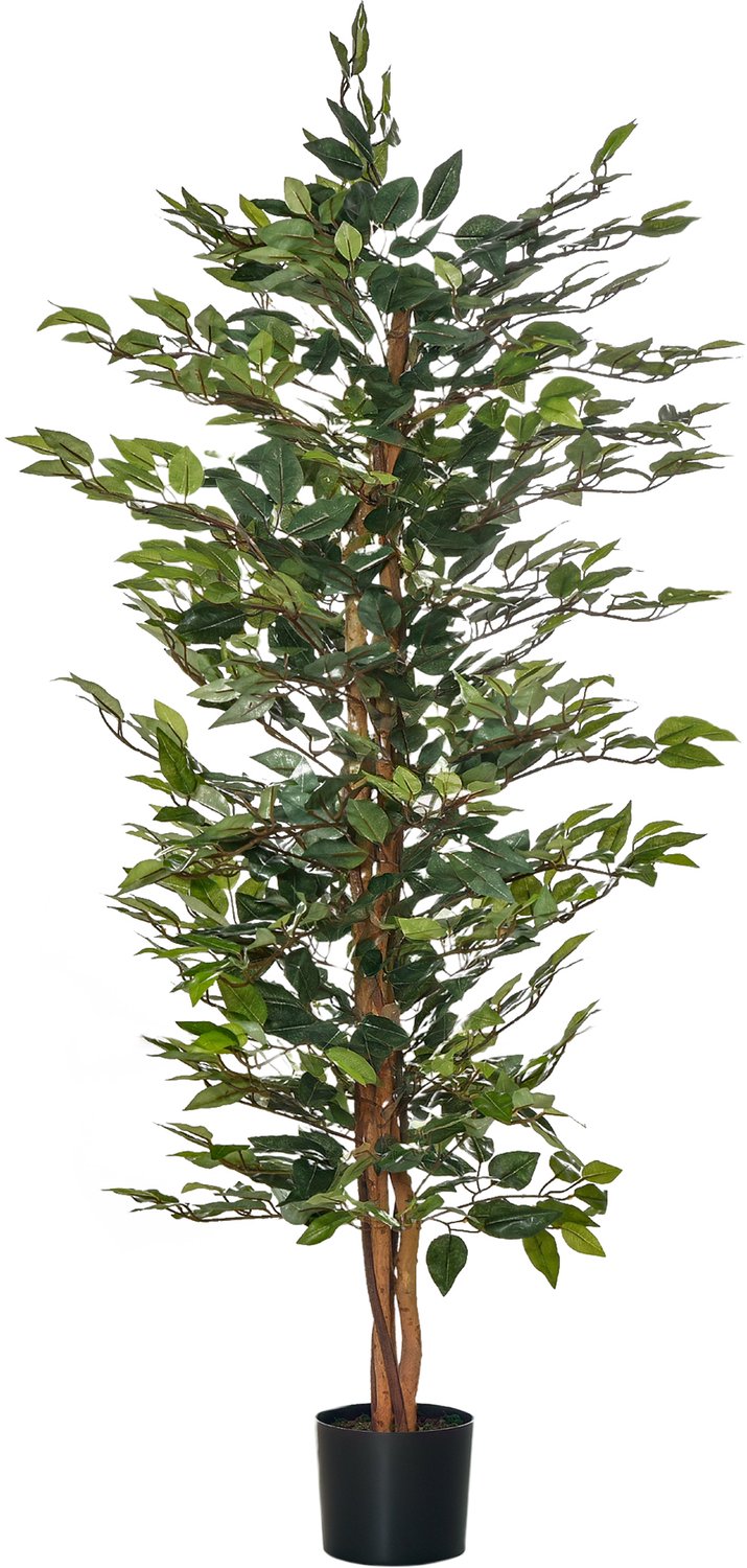 Homona Kunstplant ficus - Met 1008 bladeren - Inclusief pot - 150 cm hoog - Groen