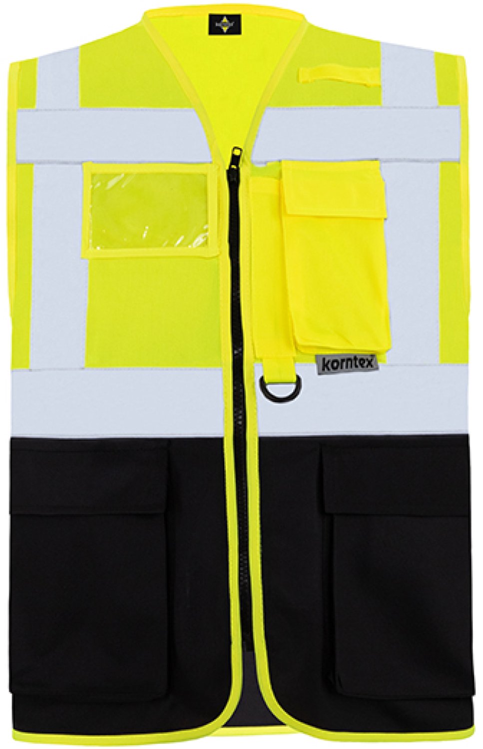 Korntex Executive Multifunctional Safety Vest Berlin KX802 - Signal Yellow/Black - L