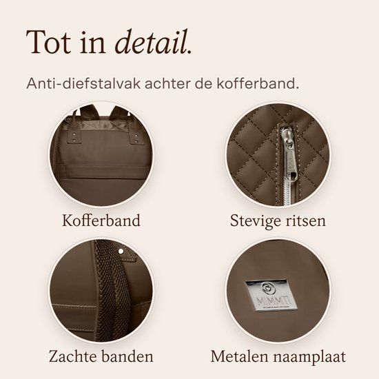 MIMMTI Luiertas Rugzak 2.0 Premium - Blijft vanzelf open - 24,5 L - Incl. verschoonmatje, warmhouder en clips - Espresso — afbeelding 3