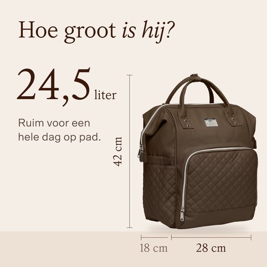 MIMMTI Luiertas Rugzak 2.0 Premium - Blijft vanzelf open - 24,5 L - Incl. verschoonmatje, warmhouder en clips - Espresso — afbeelding 5